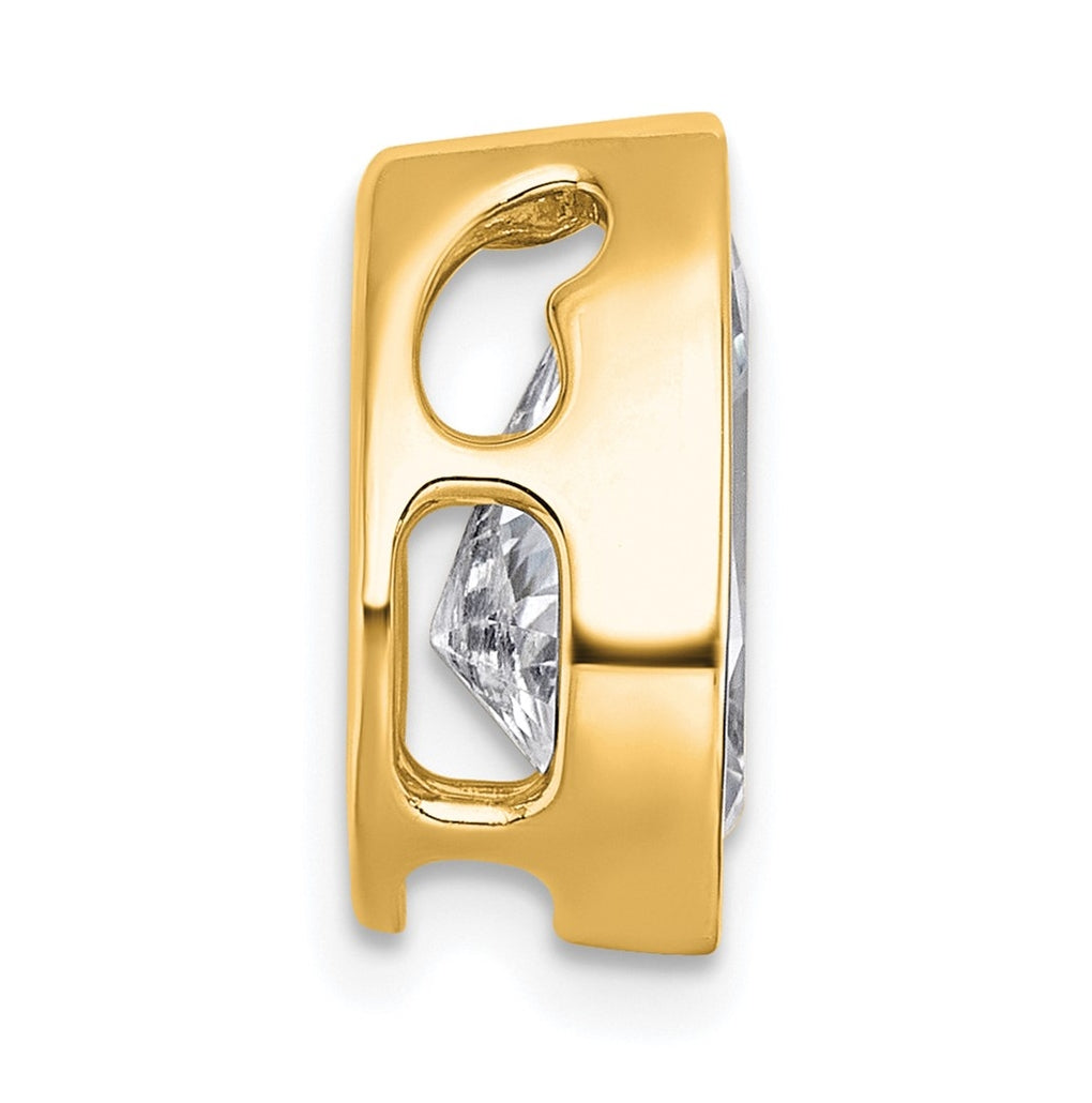 14K Yellow Or White Gold Certified Lab Grown Diamond VS+ F+ Pear Complete Bezel Set Solitaire Chain Slide Pendant