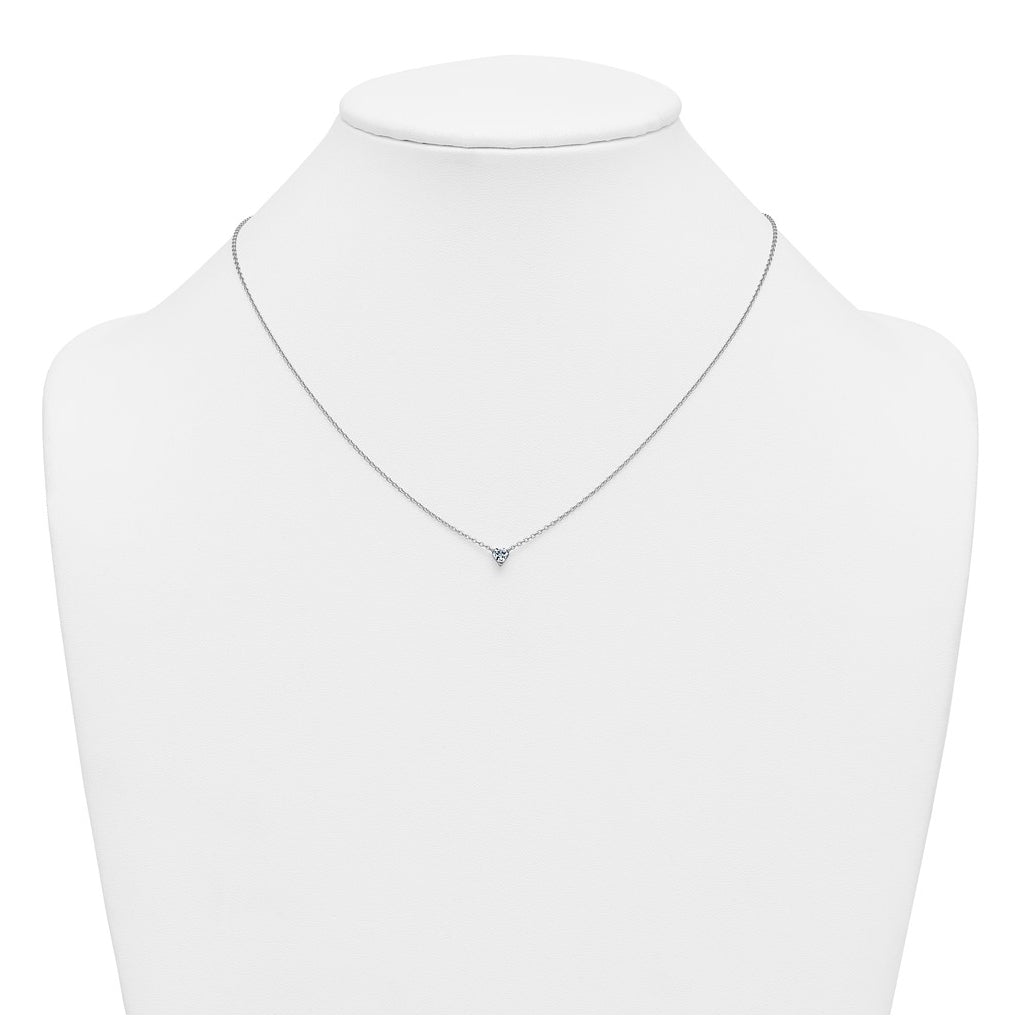 14K Yellow Or White Gold Lab Grown Diamond VS+ F+ Heart Complete 18 inch Three Prong Pendant Necklace