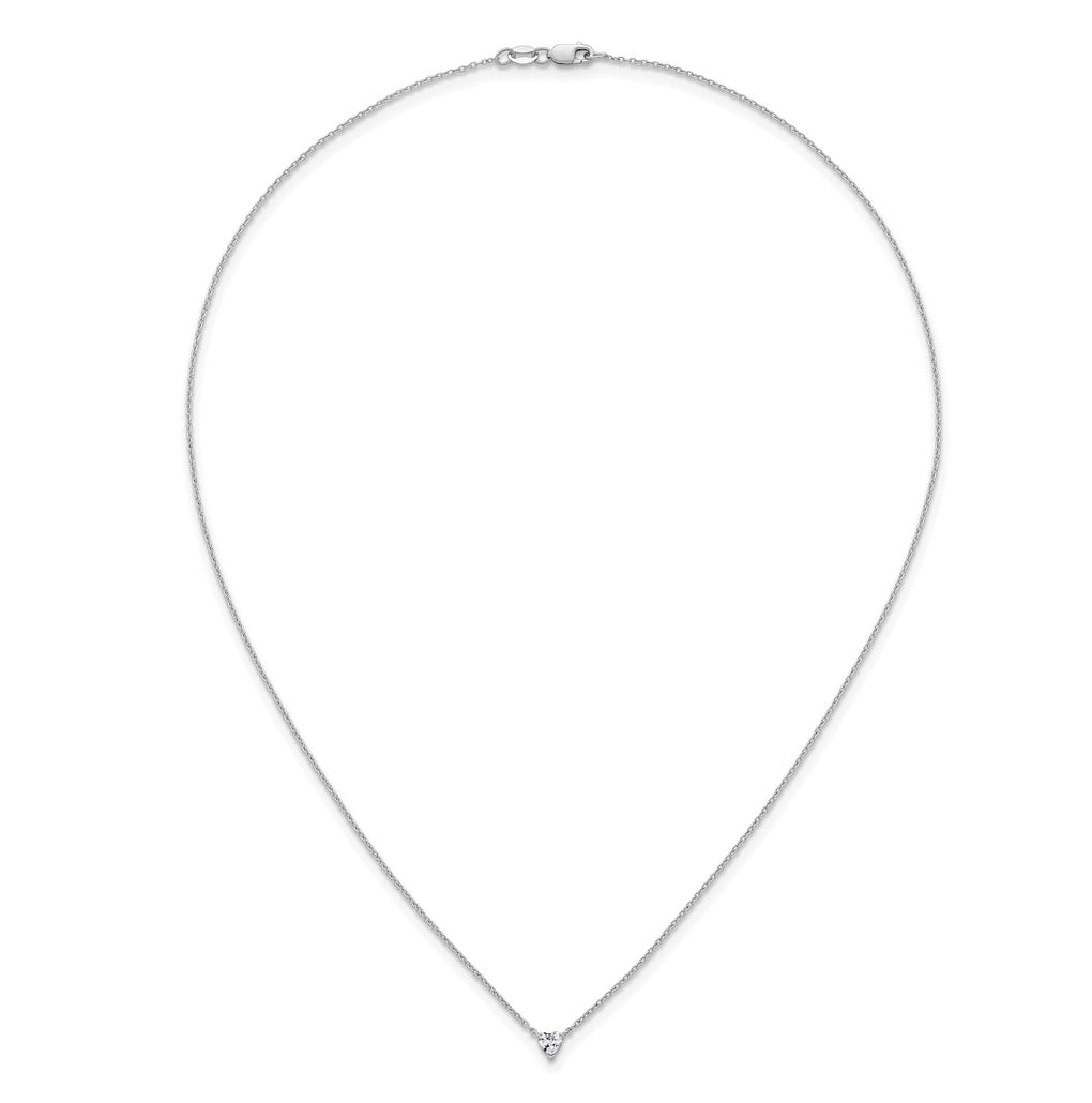 14K Yellow Or White Gold Lab Grown Diamond VS+ F+ Heart Complete 18 inch Three Prong Pendant Necklace
