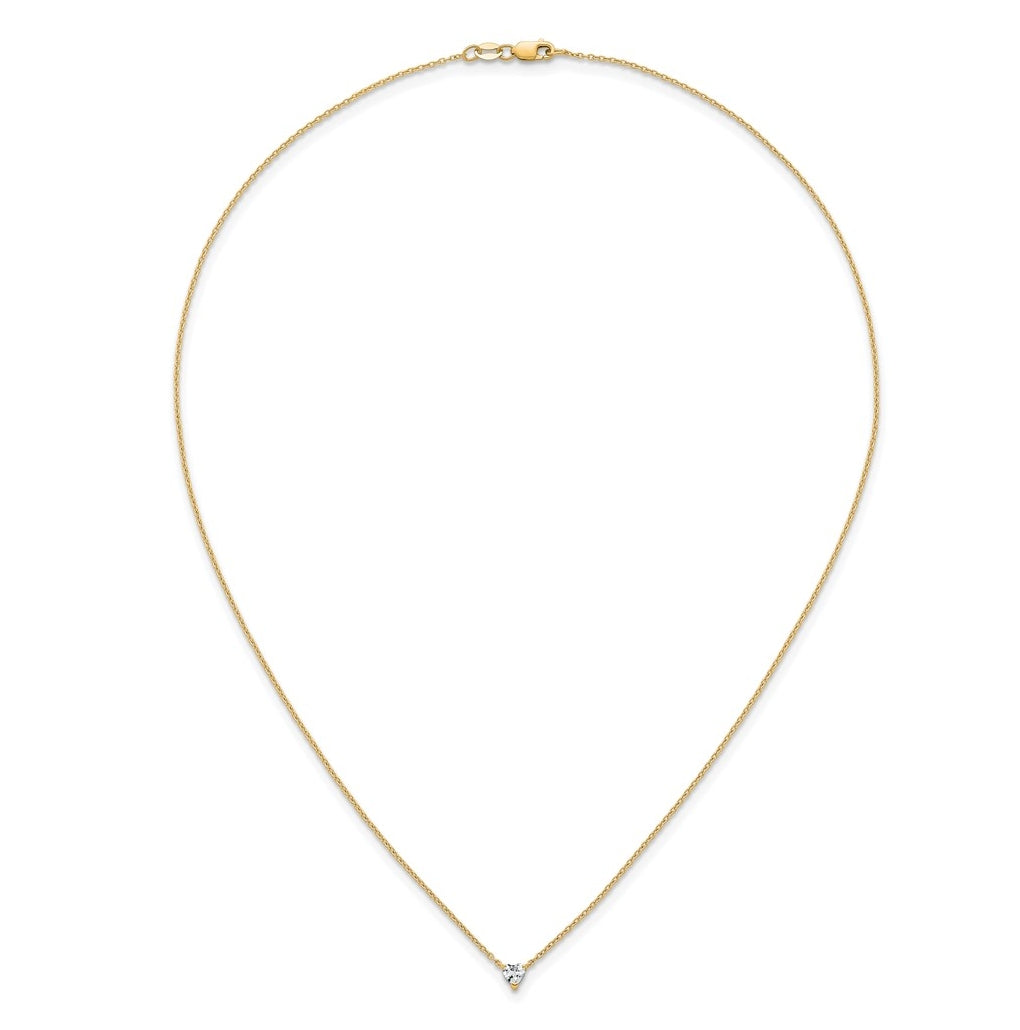 14K Yellow Or White Gold Lab Grown Diamond VS+ F+ Heart Complete 18 inch Three Prong Pendant Necklace
