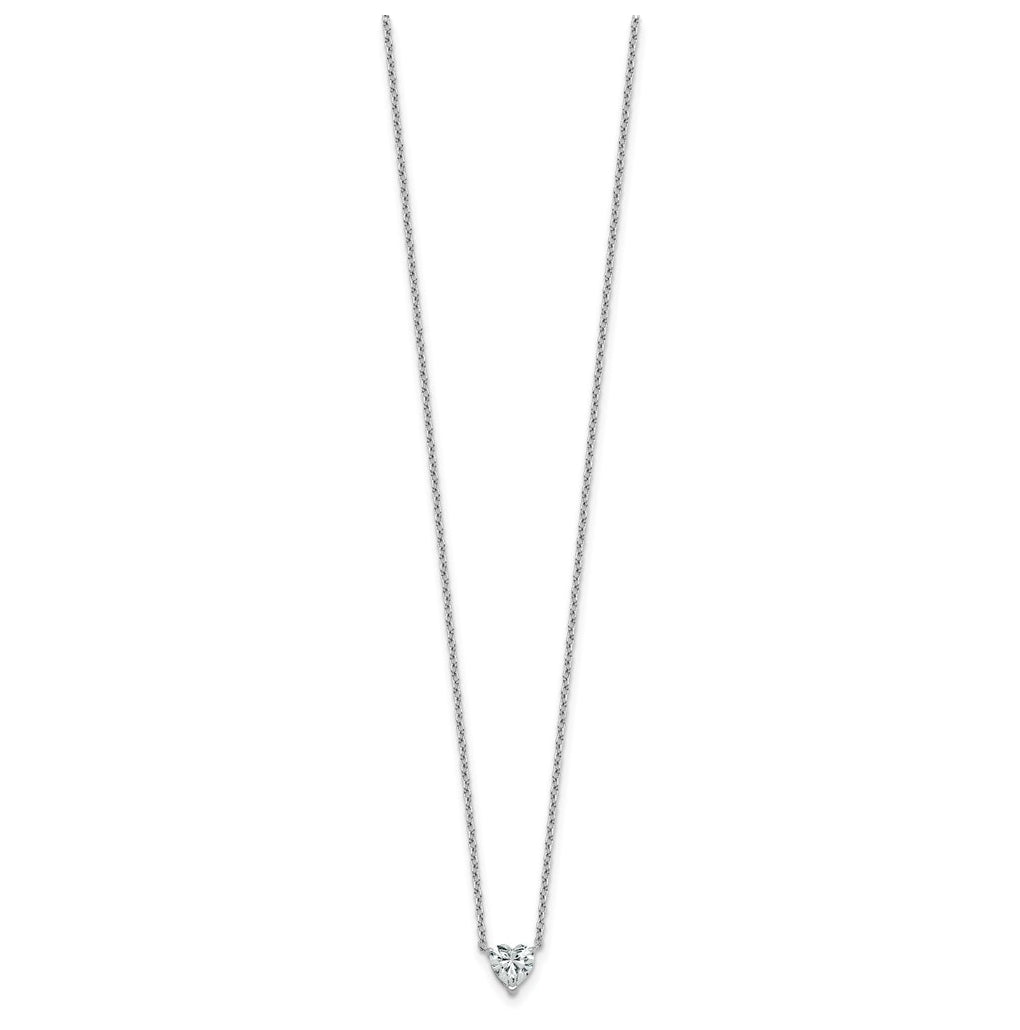 14K Yellow Or White Gold Lab Grown Diamond VS+ F+ Heart Complete 18 inch Three Prong Pendant Necklace
