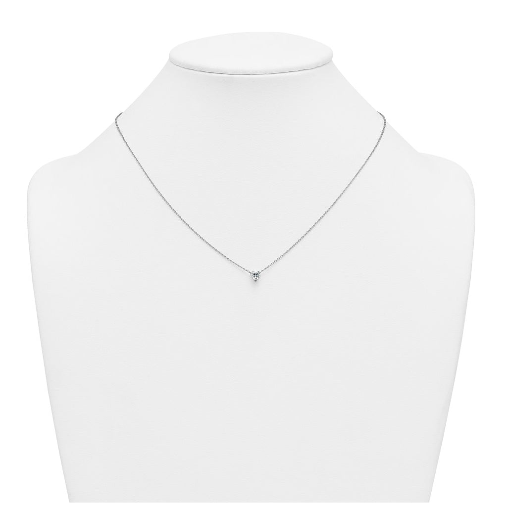 14K Yellow Or White Gold Lab Grown Diamond VS+ F+ Heart Complete 18 inch Three Prong Pendant Necklace