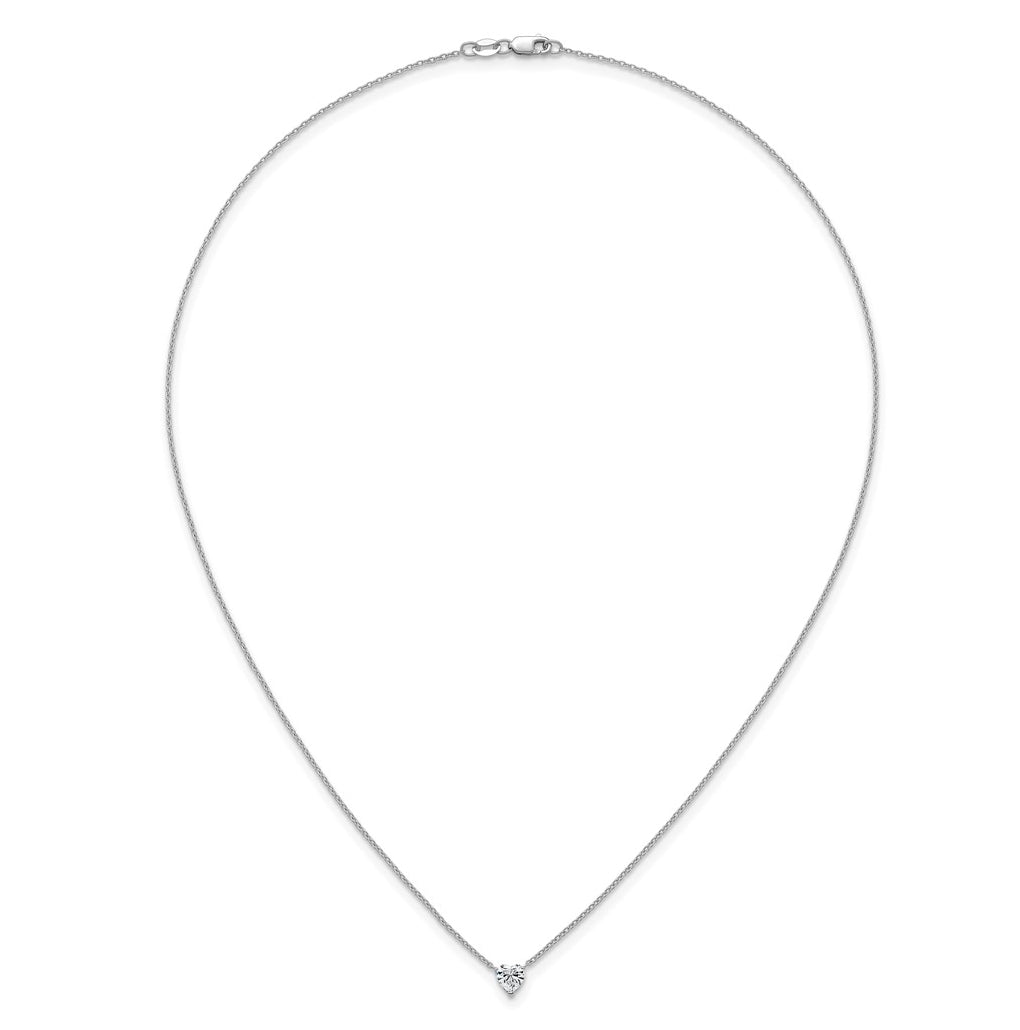 14K Yellow Or White Gold Lab Grown Diamond VS+ F+ Heart Complete 18 inch Three Prong Pendant Necklace