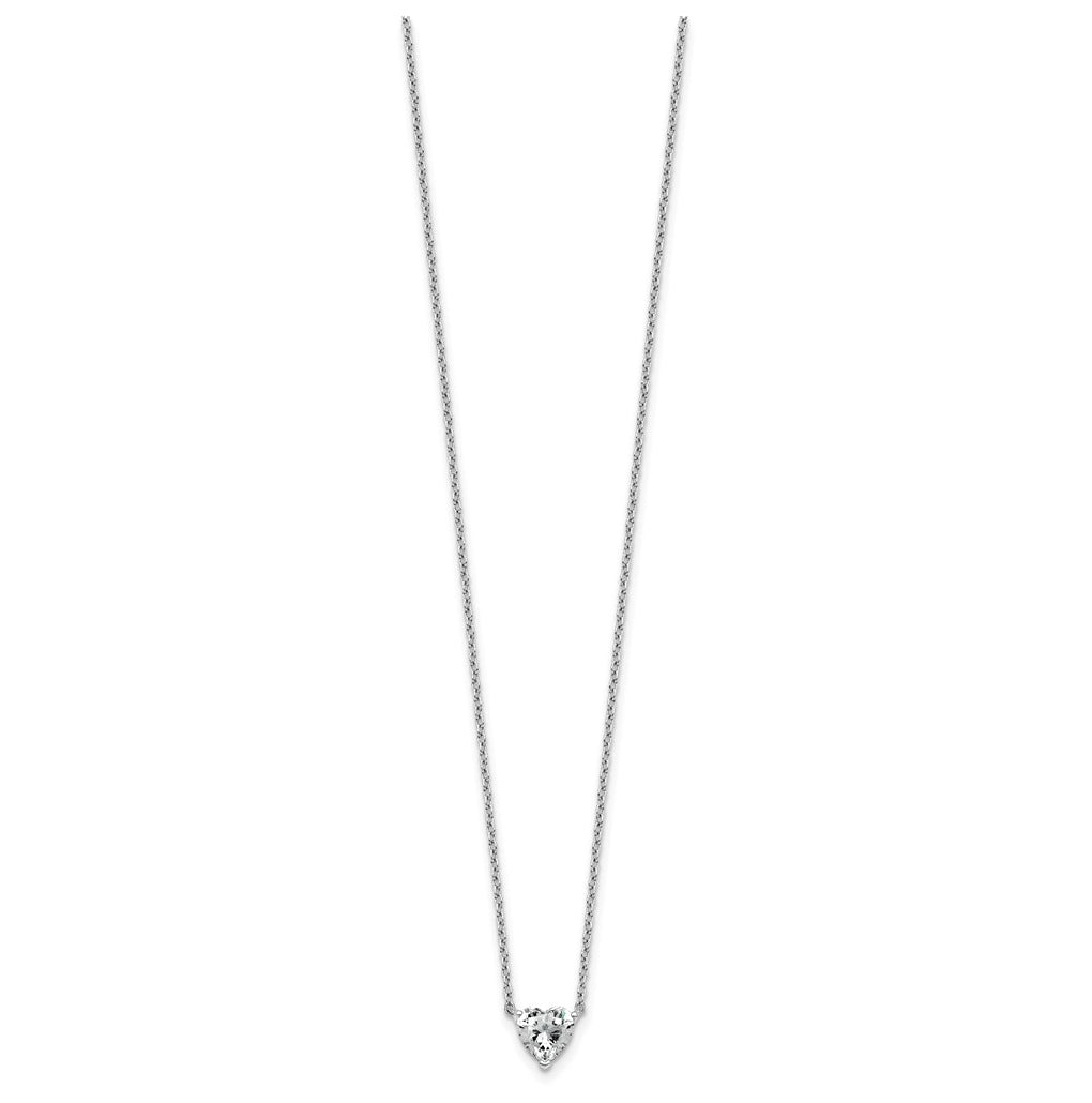 14K Yellow Or White Gold Lab Grown Diamond VS+ F+ Heart Complete 18 inch Three Prong Pendant Necklace