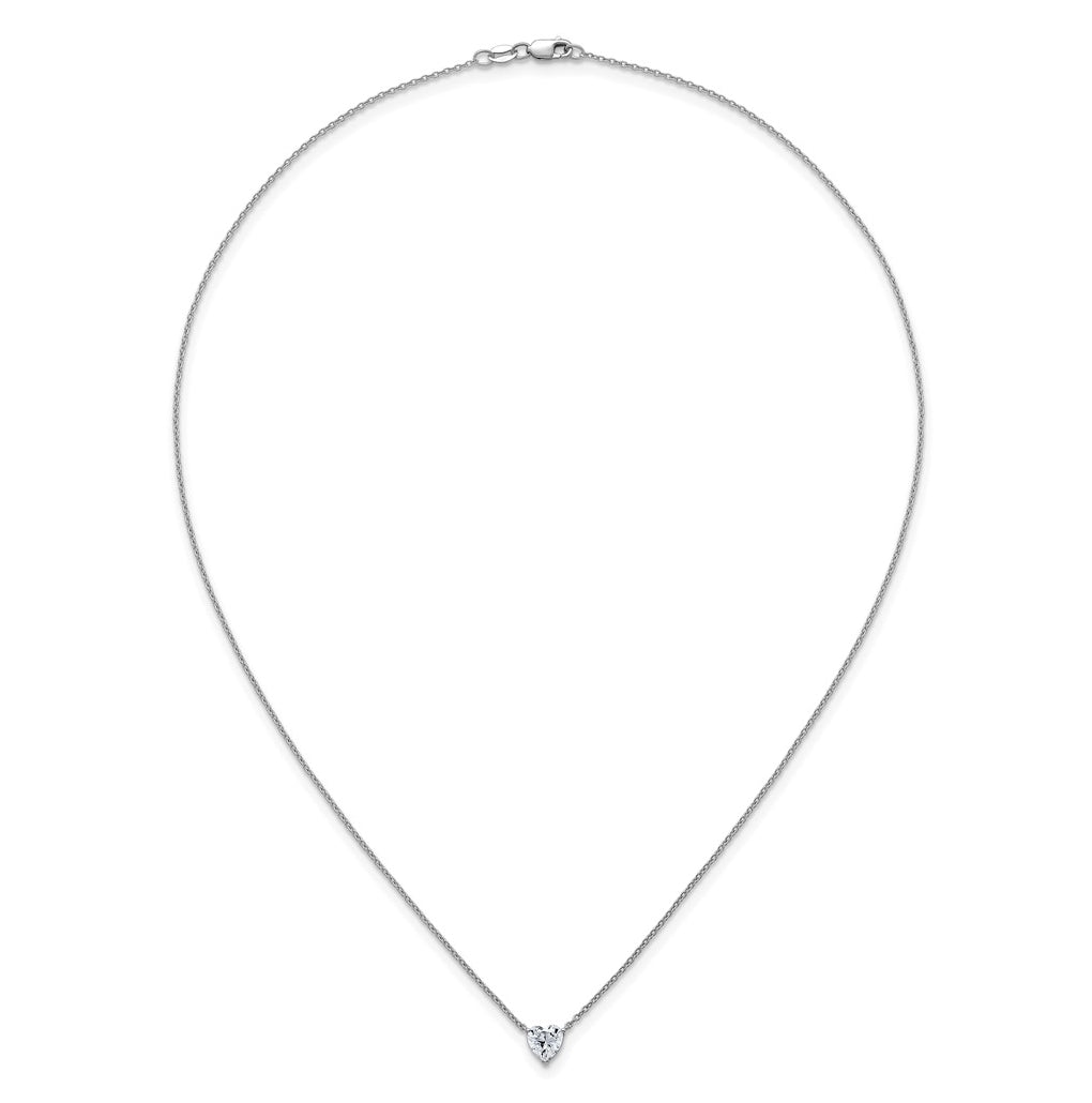 14K Yellow Or White Gold Lab Grown Diamond VS+ F+ Heart Complete 18 inch Three Prong Pendant Necklace