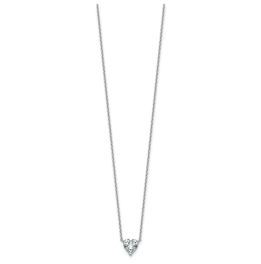 14K Yellow Or White Gold Lab Grown Diamond VS+ F+ Heart Complete 18 inch Three Prong Pendant Necklace