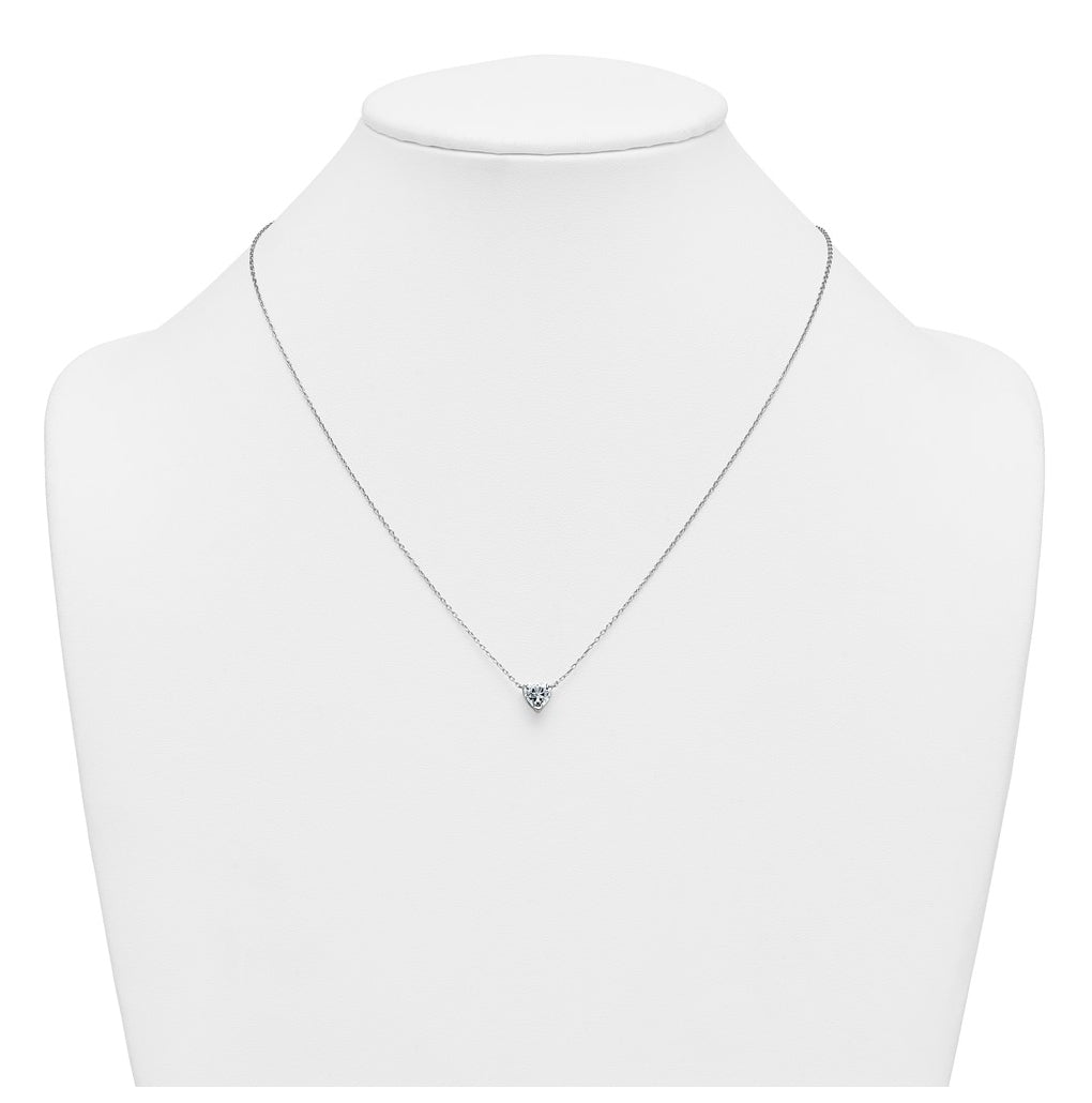14K Yellow Or White Gold Certified Lab Grown Diamond VS+ F+ Heart Complete 18 inch Three Prong Pendant Necklace