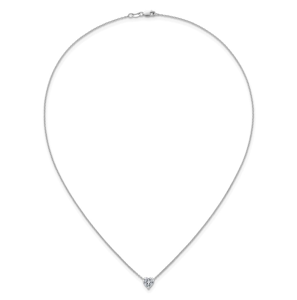 14K Yellow Or White Gold Certified Lab Grown Diamond VS+ F+ Heart Complete 18 inch Three Prong Pendant Necklace