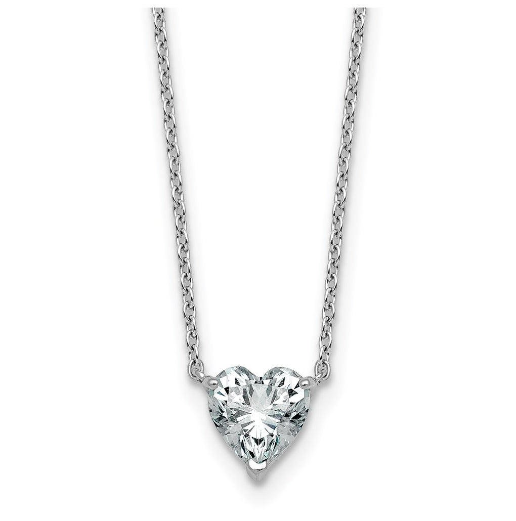 14K Yellow Or White Gold Certified Lab Grown Diamond VS+ F+ Heart Complete 18 inch Three Prong Pendant Necklace