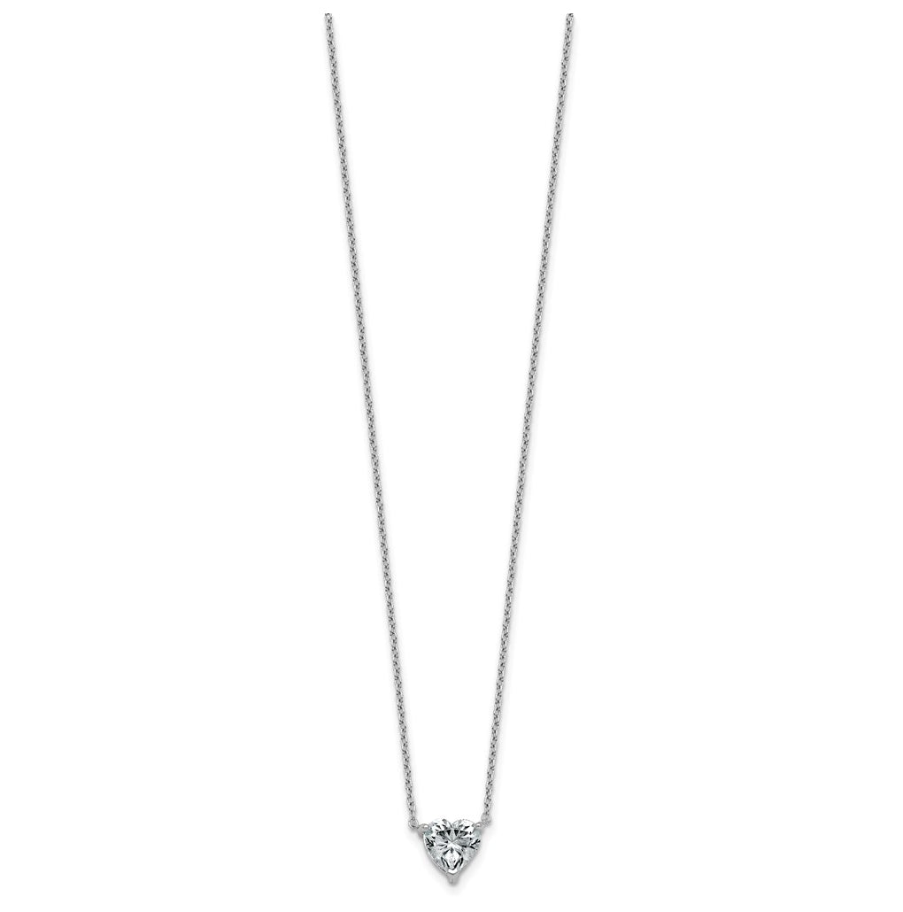 14K Yellow Or White Gold Certified Lab Grown Diamond VS+ F+ Heart Complete 18 inch Three Prong Pendant Necklace