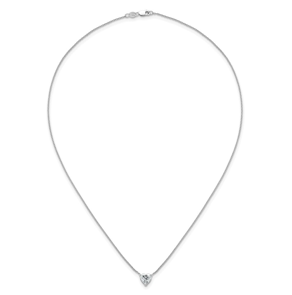 14K Yellow Or White Gold Lab Grown Diamond VS+ F+ Heart Complete 18 inch Three Prong Pendant Necklace