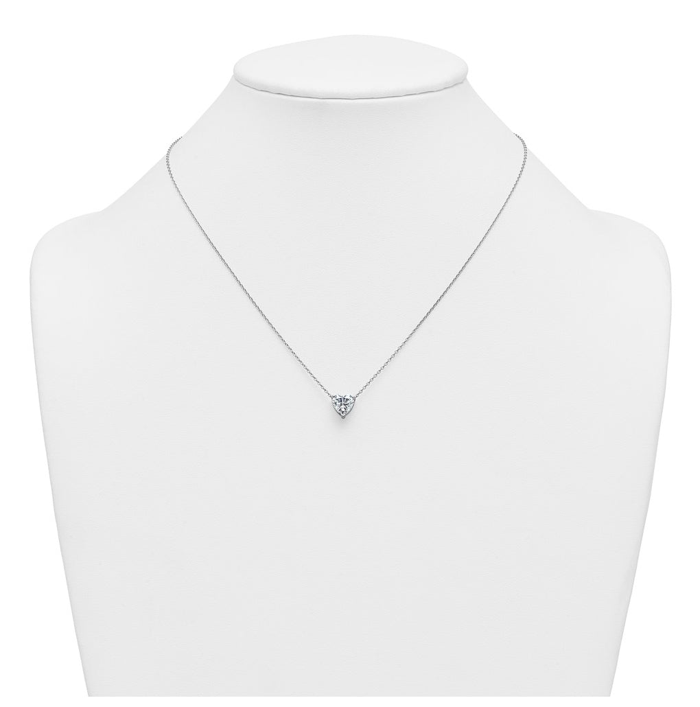 14K Yellow Or White Gold Lab Grown Diamond VS+ F+ Heart Complete 18 inch Three Prong Pendant Necklace