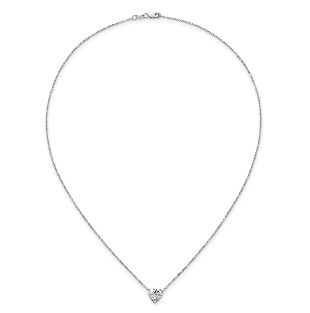 14K Yellow Or White Gold Certified Lab Grown Diamond VS+ F+ Heart Complete 18 inch Three Prong Pendant Necklace