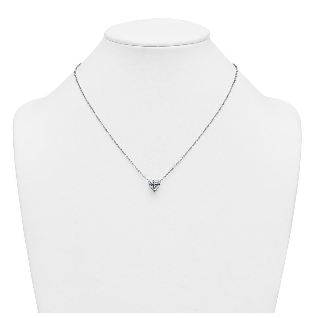 14K Yellow Or White Gold Lab Grown Diamond VS+ F+ Heart Complete 18 inch Three Prong Pendant Necklace