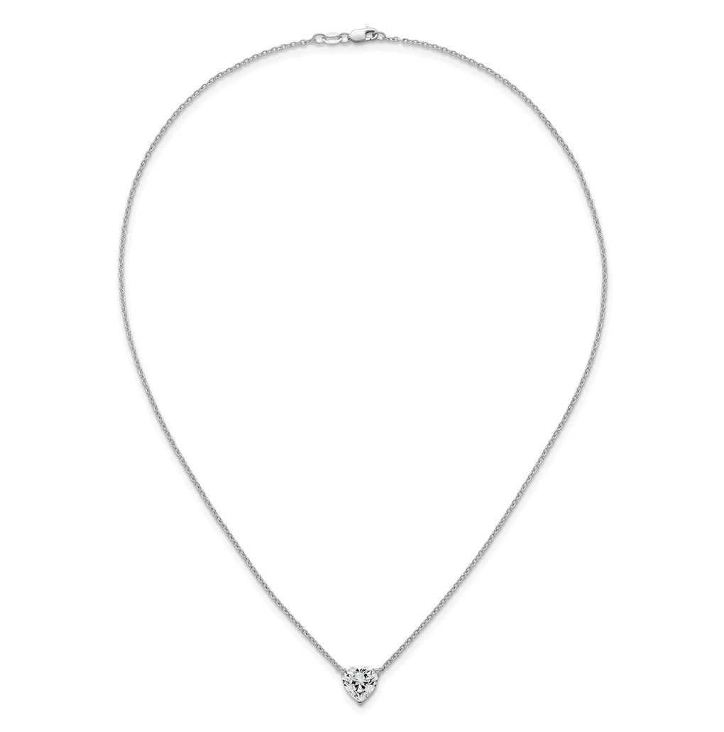 14K Yellow Or White Gold Certified Lab Grown Diamond VS+ F+ Heart Complete 18 inch Three Prong Pendant Necklace