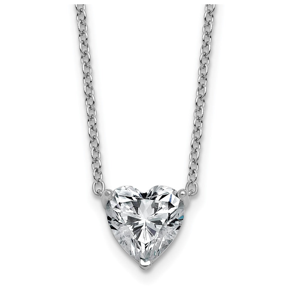 14K Yellow Or White Gold Lab Grown Diamond VS+ F+ Heart Complete 18 inch Three Prong Pendant Necklace