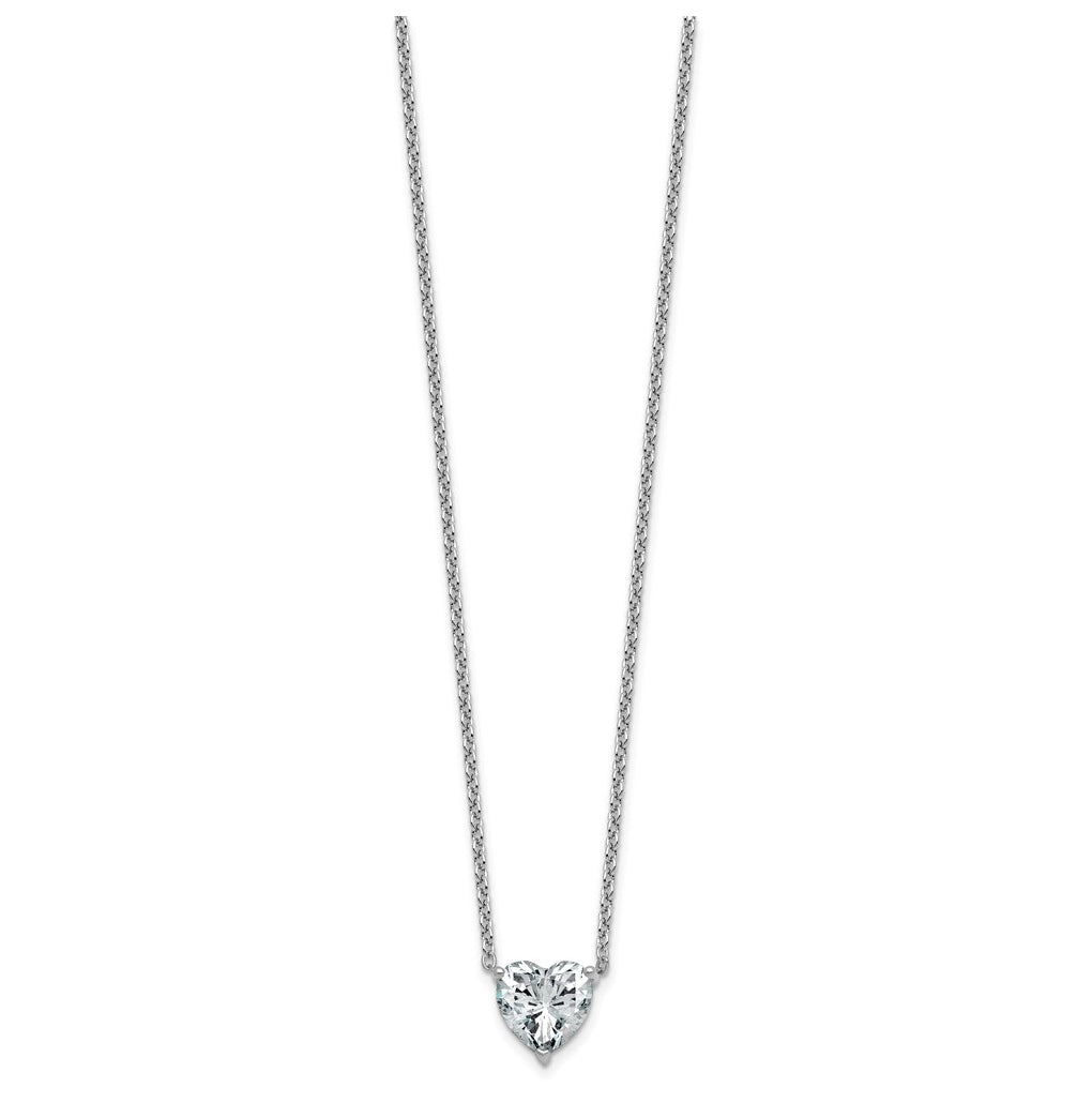 14K Yellow Or White Gold Certified Lab Grown Diamond VS+ F+ Heart Complete 18 inch Three Prong Pendant Necklace