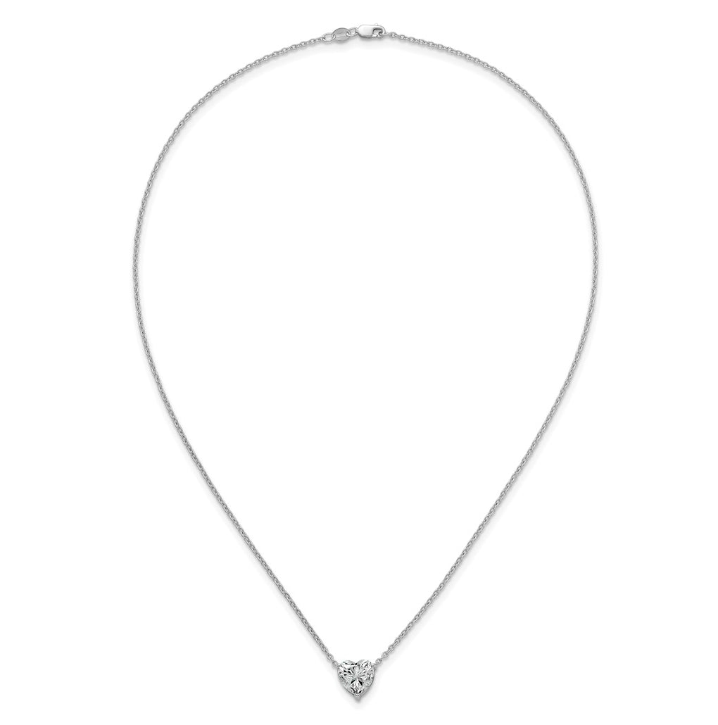 14K Yellow Or White Gold Lab Grown Diamond VS+ F+ Heart Complete 18 inch Three Prong Pendant Necklace