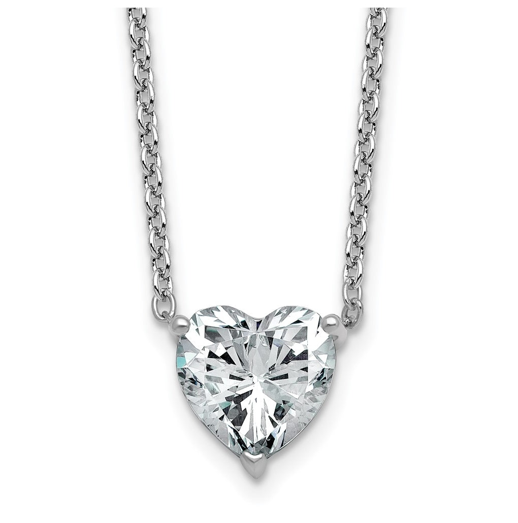 14K Yellow Or White Gold Certified Lab Grown Diamond VS+ F+ Heart Complete 18 inch Three Prong Pendant Necklace