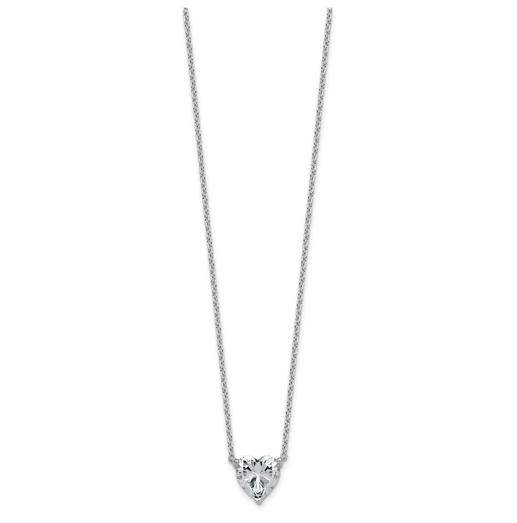 14K Yellow Or White Gold Lab Grown Diamond VS+ F+ Heart Complete 18 inch Three Prong Pendant Necklace