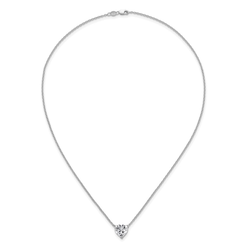 14K Yellow Or White Gold Lab Grown Diamond VS+ F+ Heart Complete 18 inch Three Prong Pendant Necklace