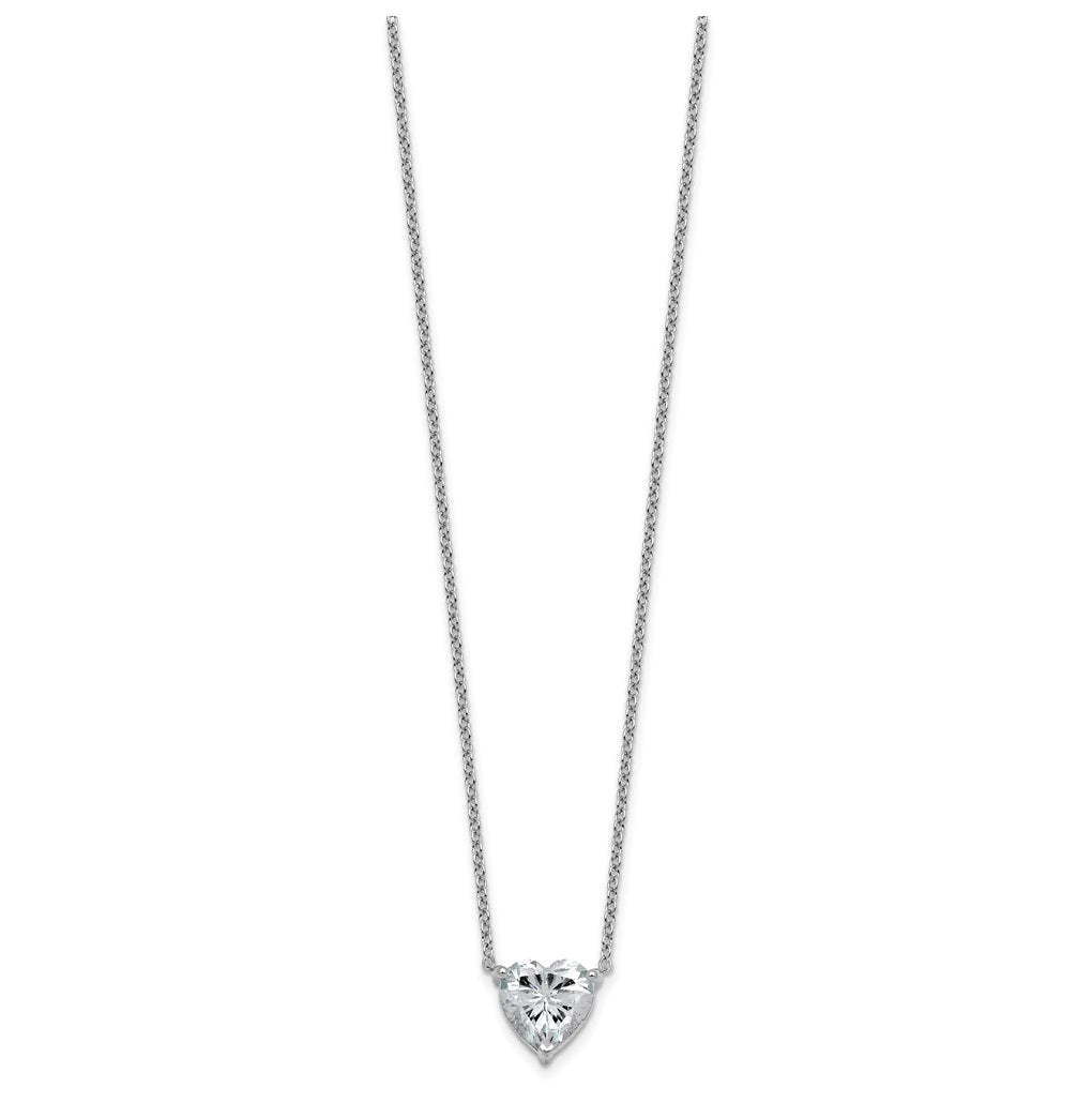 14K Yellow Or White Gold Certified Lab Grown Diamond VS+ F+ Heart Complete 18 inch Three Prong Pendant Necklace