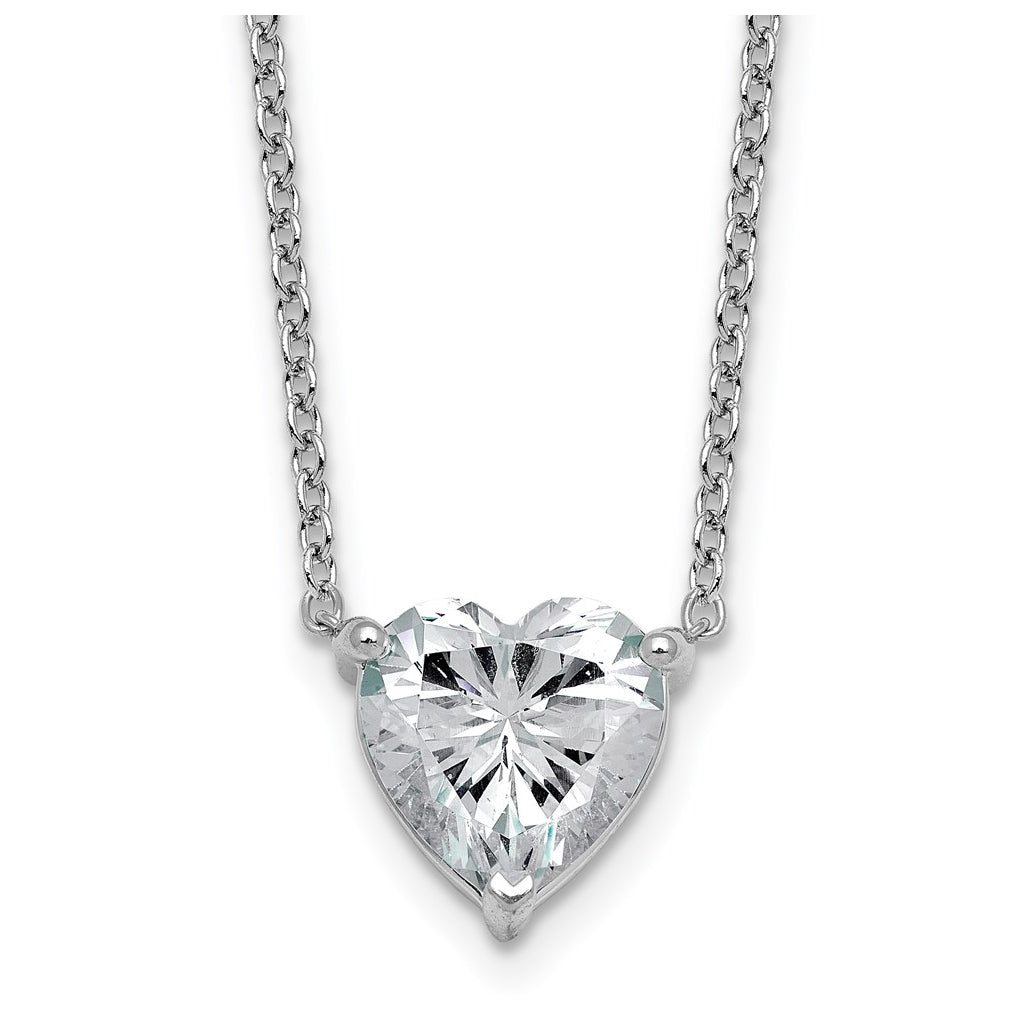 14K Yellow Or White Gold Certified Lab Grown Diamond VS+ F+ Heart Complete 18 inch Three Prong Pendant Necklace