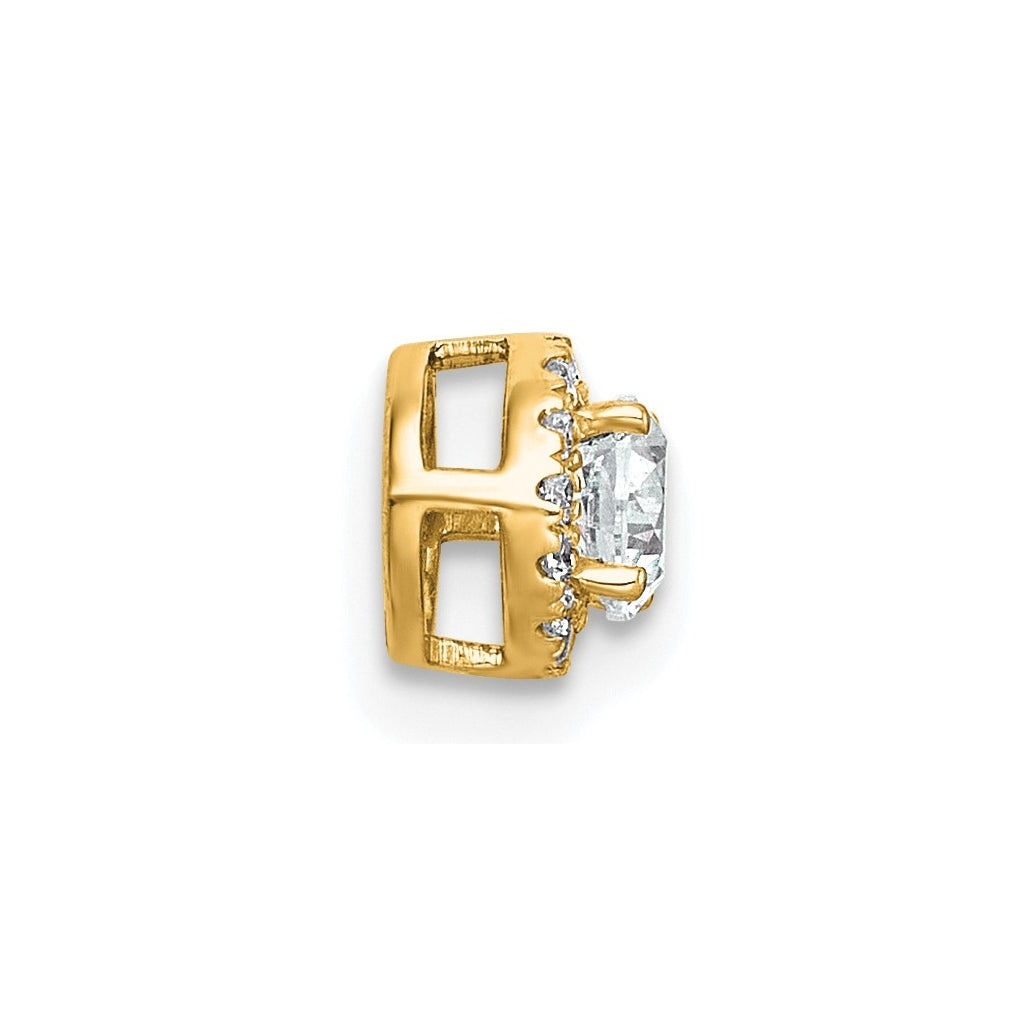 14K Yellow Or White Gold Lab Grown Diamond VS+ F+ Round Complete Halo Chain Slide Pendant