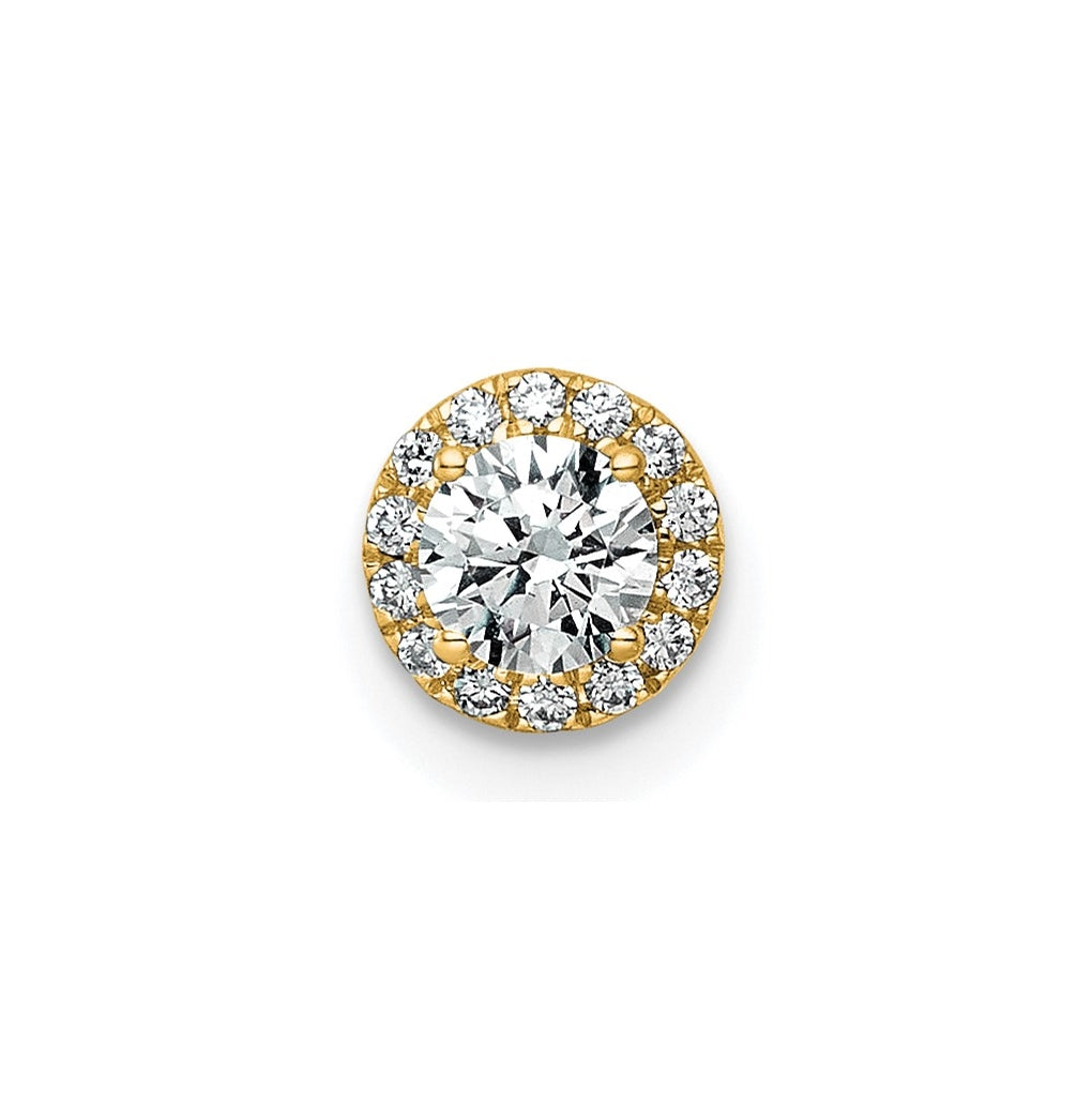 14K Yellow Or White Gold Lab Grown Diamond VS+ F+ Round Complete Halo Chain Slide Pendant