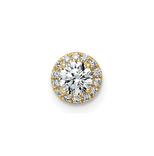 14K Yellow Or White Gold Lab Grown Diamond VS+ F+ Round Complete Halo Chain Slide Pendant