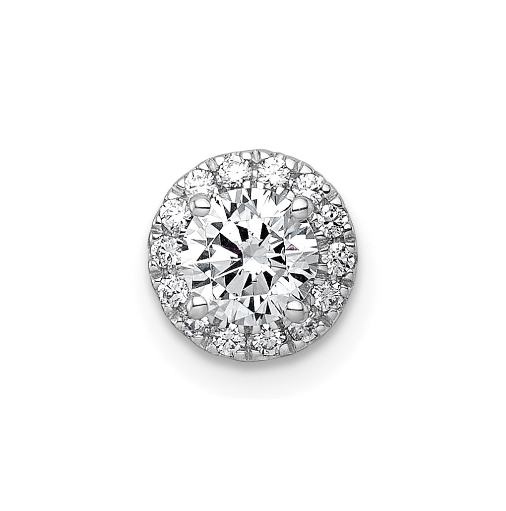 14K Yellow Or White Gold Lab Grown Diamond VS+ F+ Round Complete Halo Chain Slide Pendant