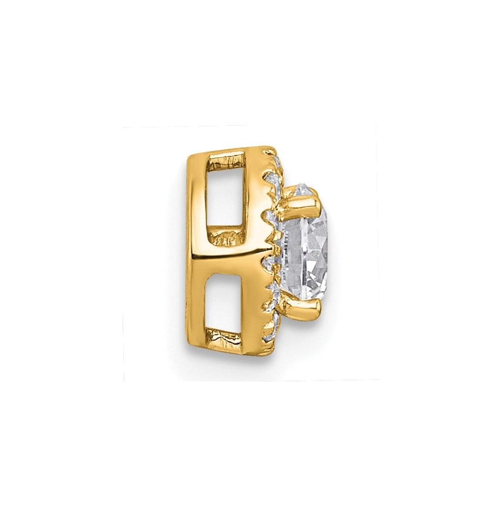 14K Yellow Or White Gold Lab Grown Diamond VS+ F+ Round Complete Halo Chain Slide Pendant