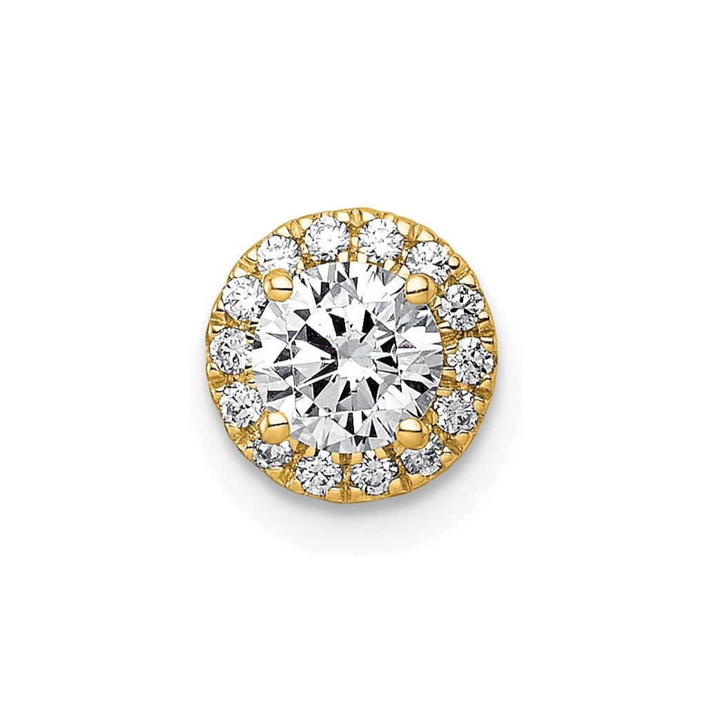 14K Yellow Or White Gold Lab Grown Diamond VS+ F+ Round Complete Halo Chain Slide Pendant