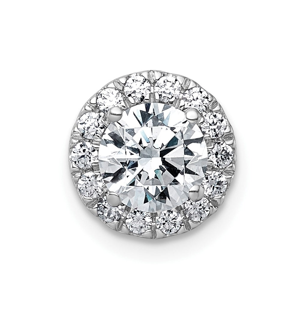 14K Yellow Or White Gold Certified Lab Grown Diamond VS+ F+ Round Complete Halo Chain Slide Pendant