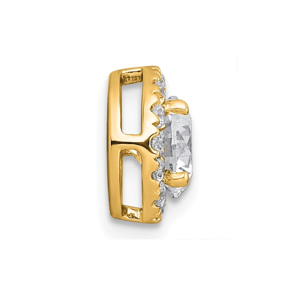 14K Yellow Or White Gold Certified Lab Grown Diamond VS+ F+ Round Complete Halo Chain Slide Pendant