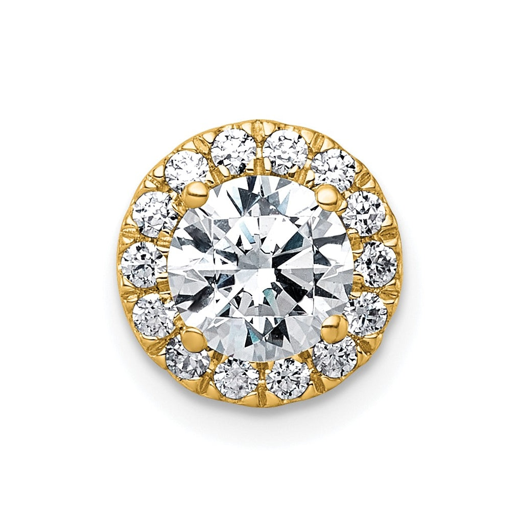 14K Yellow Or White Gold Certified Lab Grown Diamond VS+ F+ Round Complete Halo Chain Slide Pendant