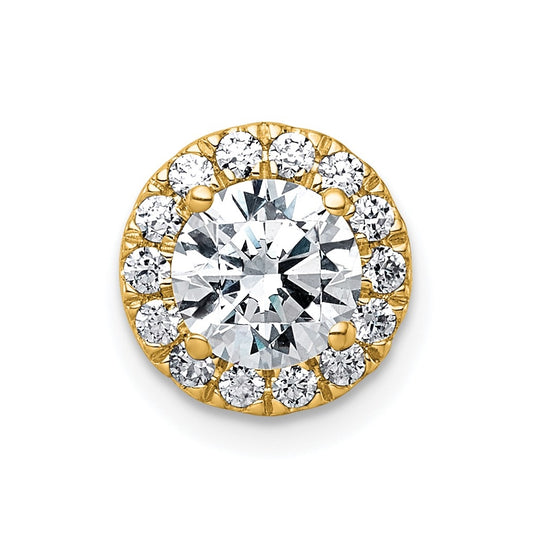 14K Yellow Or White Gold Certified Lab Grown Diamond VS+ F+ Round Complete Halo Chain Slide Pendant