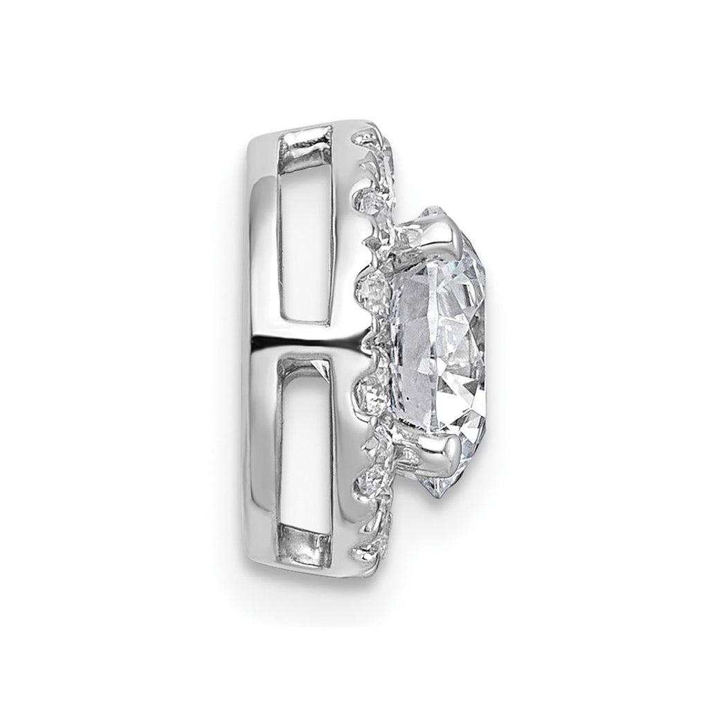 14K Yellow Or White Gold Certified Lab Grown Diamond VS+ F+ Round Complete Halo Chain Slide Pendant
