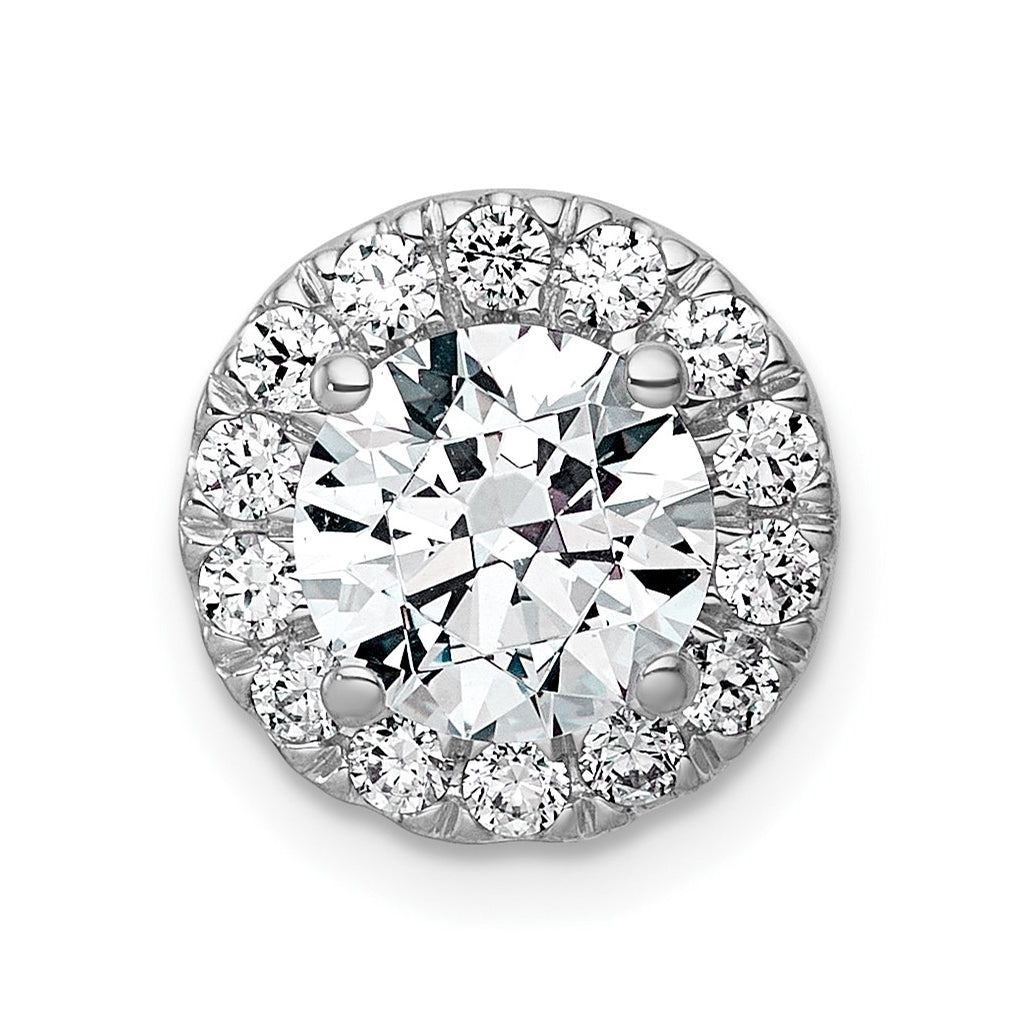 14K Yellow Or White Gold Certified Lab Grown Diamond VS+ F+ Round Complete Halo Chain Slide Pendant