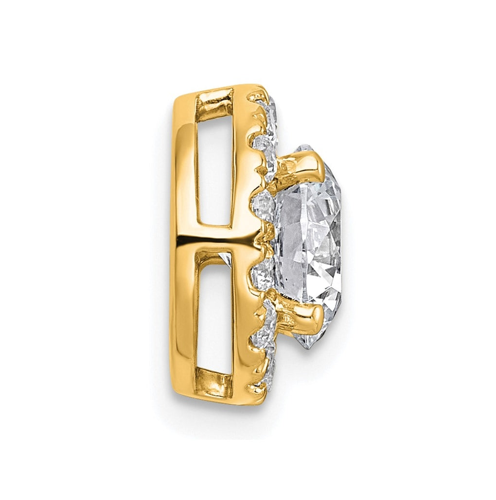 14K Yellow Or White Gold Certified Lab Grown Diamond VS+ F+ Round Complete Halo Chain Slide Pendant