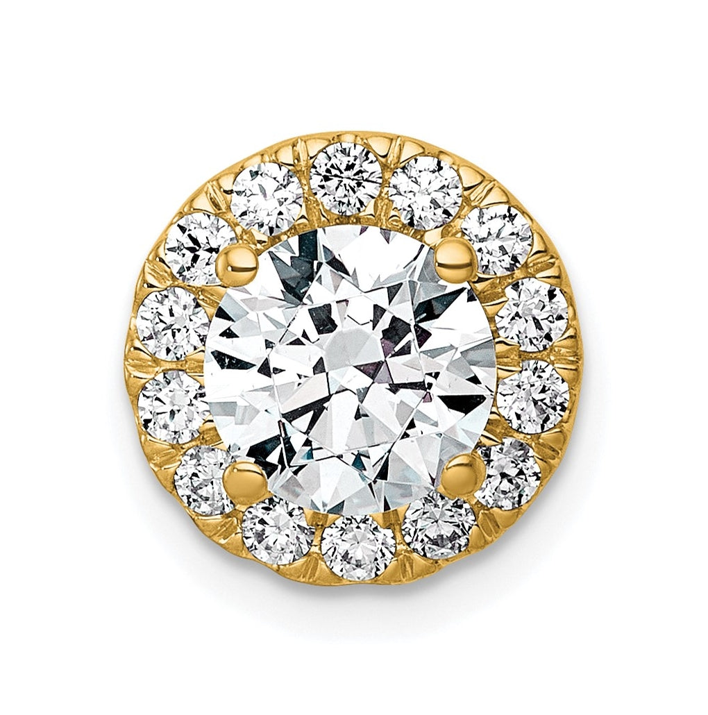 14K Yellow Or White Gold Certified Lab Grown Diamond VS+ F+ Round Complete Halo Chain Slide Pendant