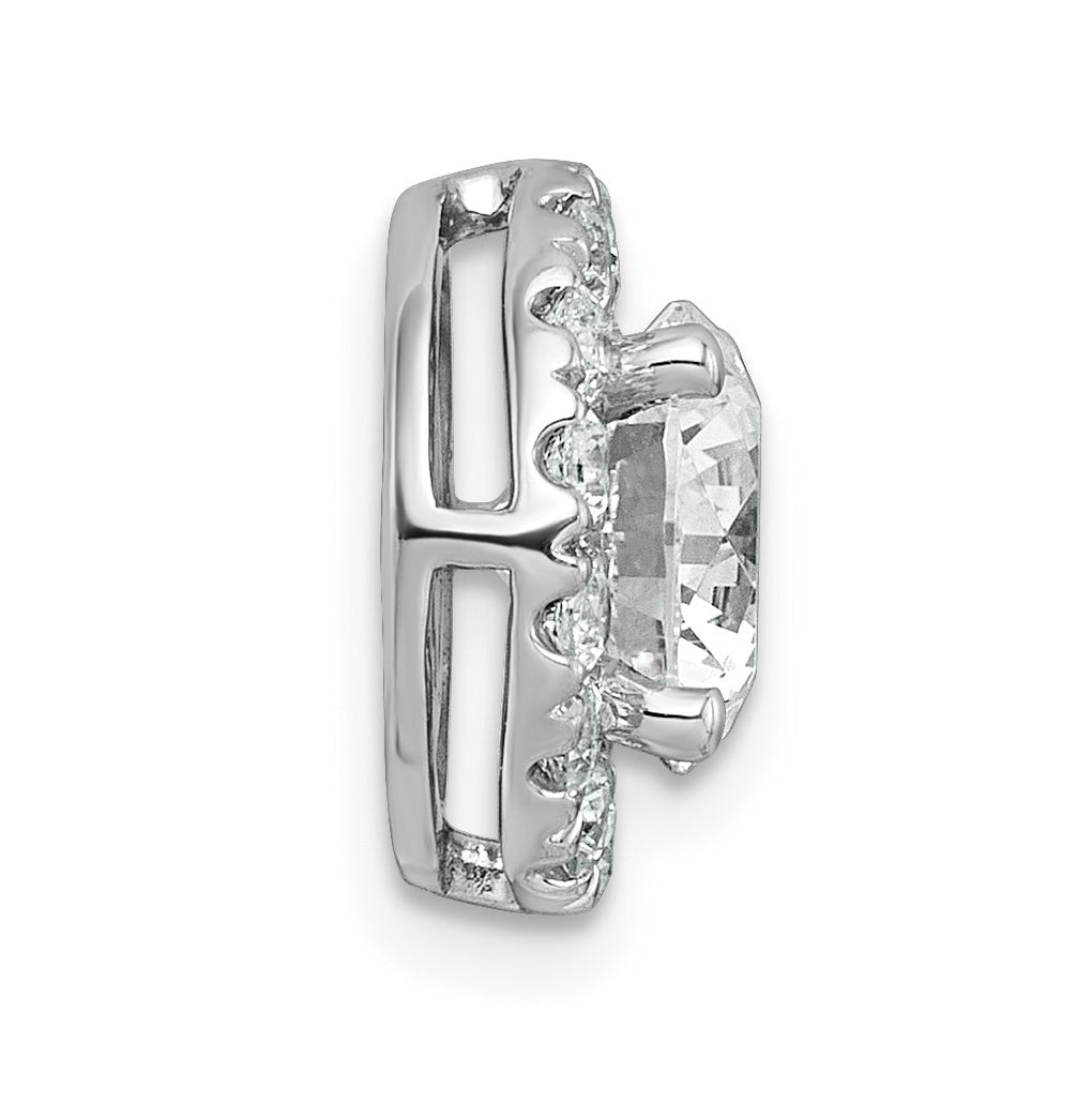 14K Yellow Or White Gold Certified Lab Grown Diamond VS+ F+ Round Complete Halo Chain Slide Pendant