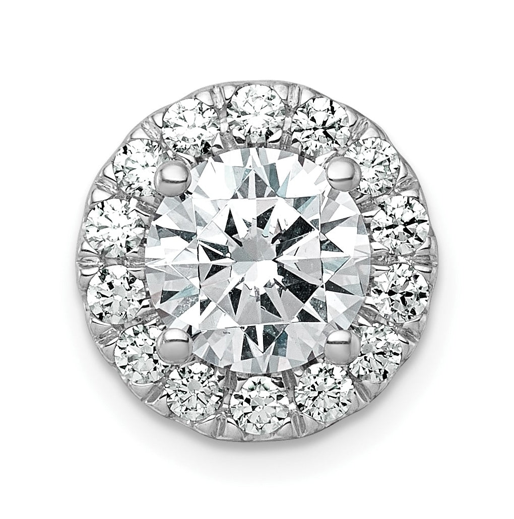 14K Yellow Or White Gold Certified Lab Grown Diamond VS+ F+ Round Complete Halo Chain Slide Pendant