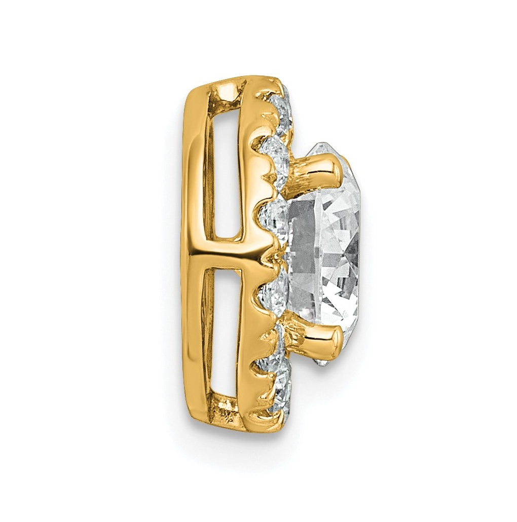 14K Yellow Or White Gold Certified Lab Grown Diamond VS+ F+ Round Complete Halo Chain Slide Pendant