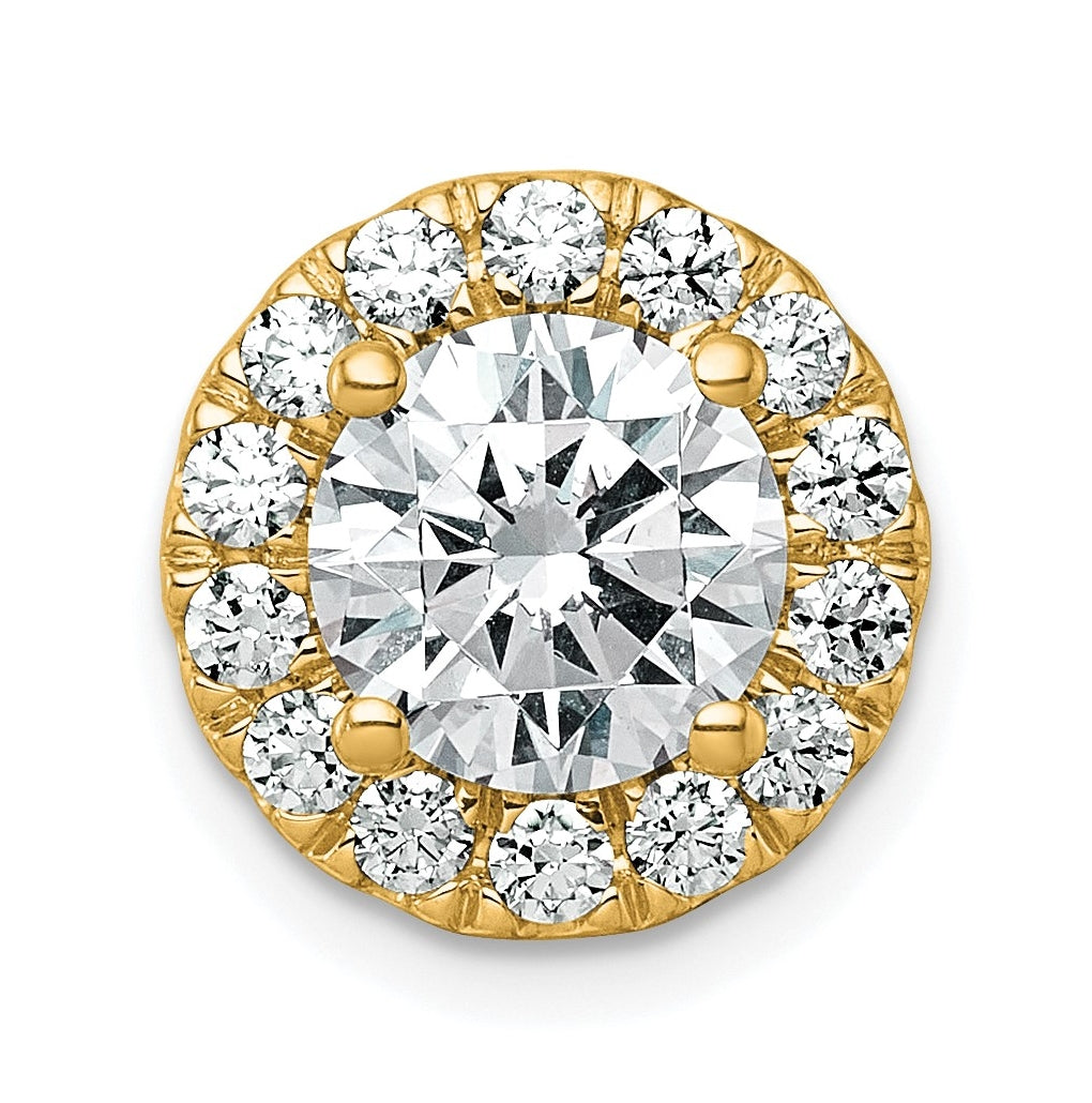 14K Yellow Or White Gold Lab Grown Diamond VS+ F+ Round Complete Halo Chain Slide Pendant