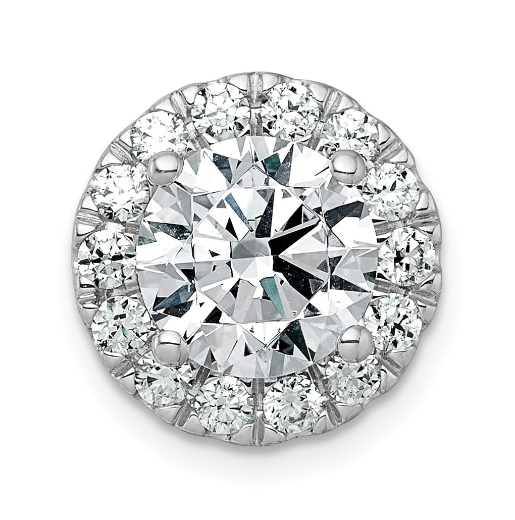 14K Yellow Or White Gold Certified Lab Grown Diamond VS+ F+ Round Complete Halo Chain Slide Pendant