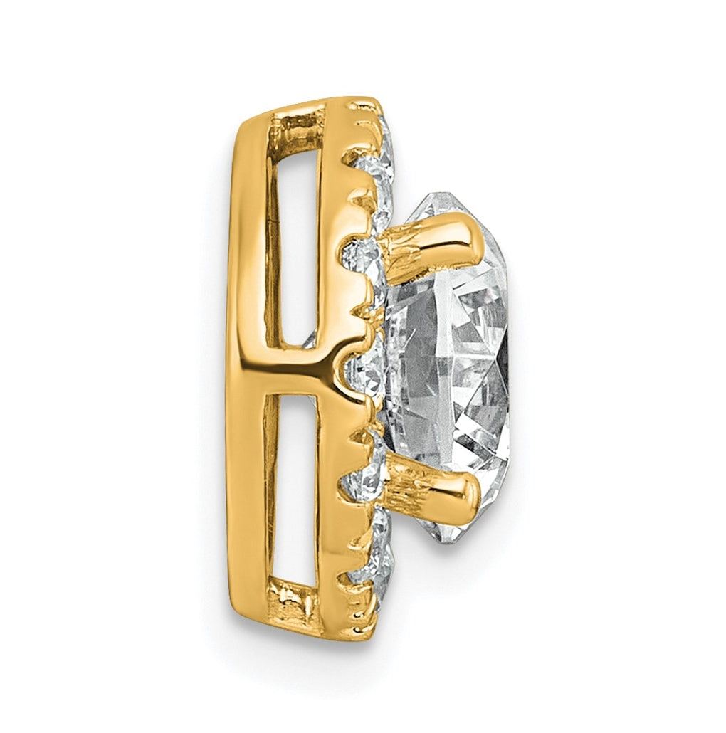 14K Yellow Or White Gold Lab Grown Diamond VS+ F+ Round Complete Halo Chain Slide Pendant