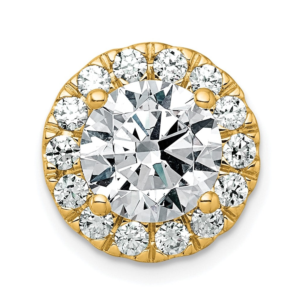 14K Yellow Or White Gold Certified Lab Grown Diamond VS+ F+ Round Complete Halo Chain Slide Pendant