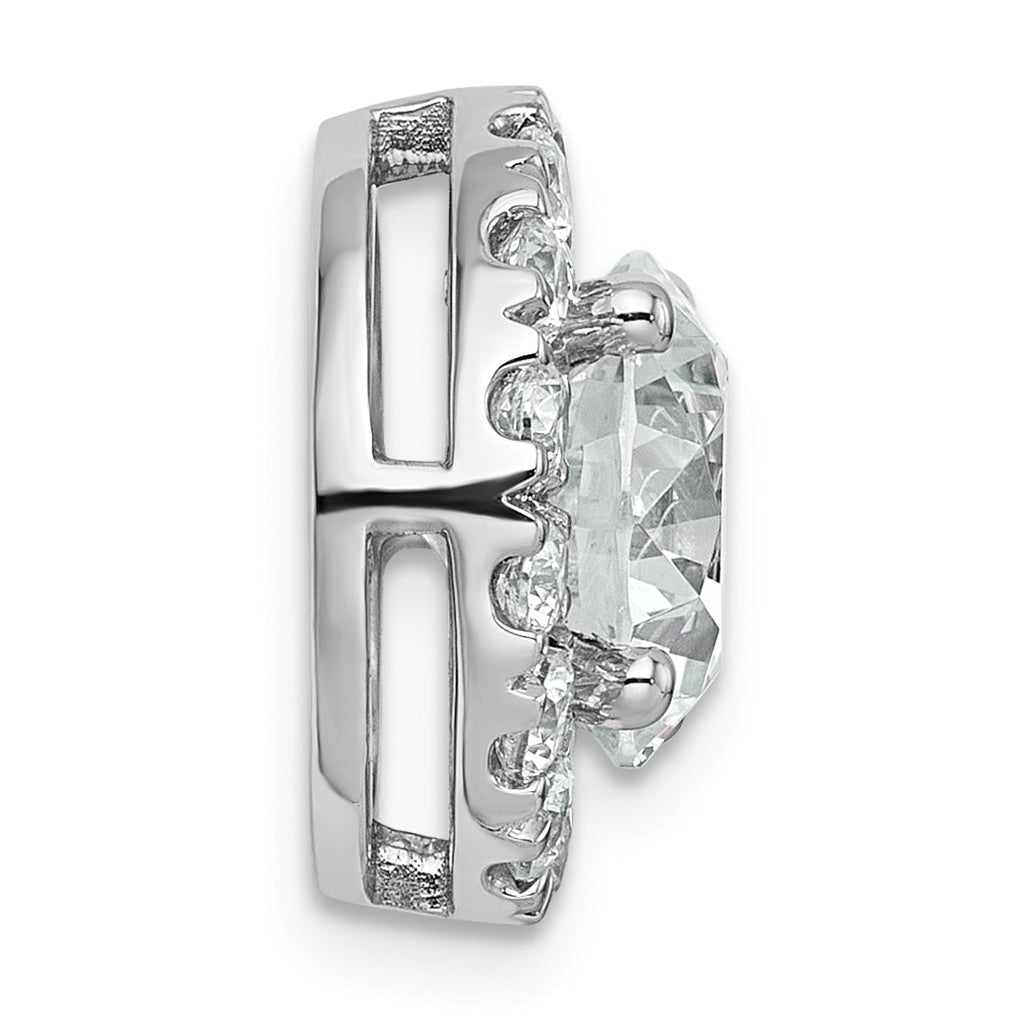 14K Yellow Or White Gold Lab Grown Diamond VS+ F+ Round Complete Halo Chain Slide Pendant