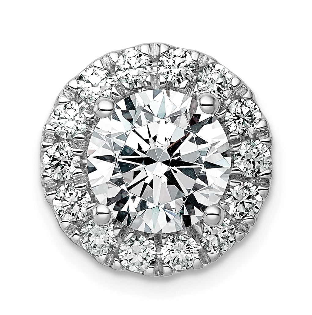14K Yellow Or White Gold Certified Lab Grown Diamond VS+ F+ Round Complete Halo Chain Slide Pendant
